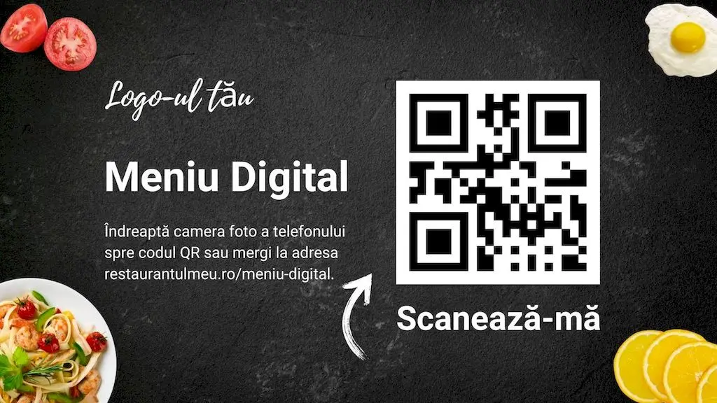 model grafic cod qr restaurant, orizontal